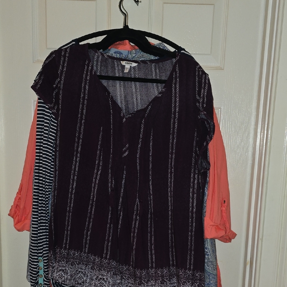Sonoma Dark Purple Striped Blouse